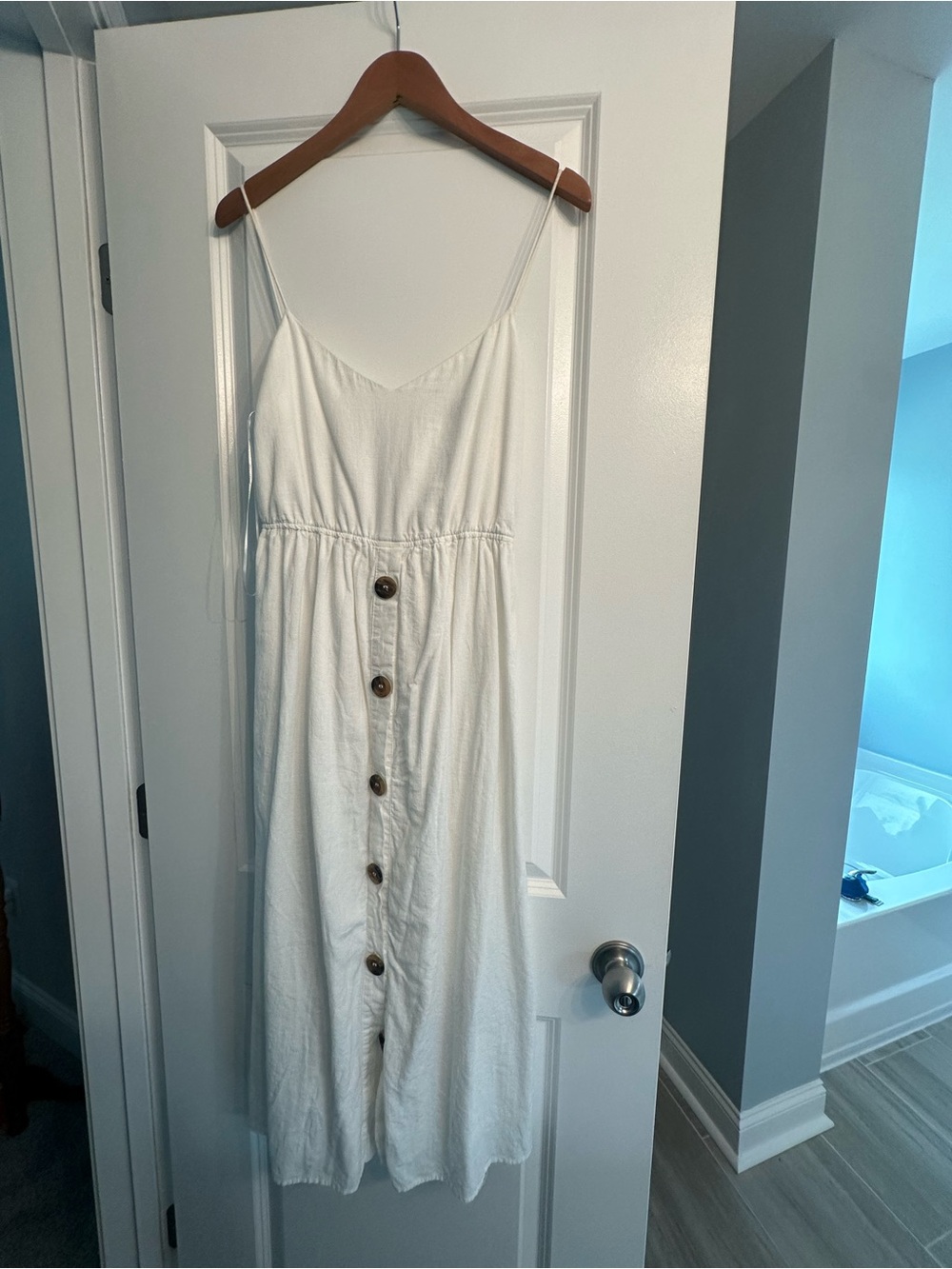 Zara White Button-Front Midi Sundress